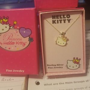 Hello Kitty Crown Pendant 18" .925 Sterling NEW